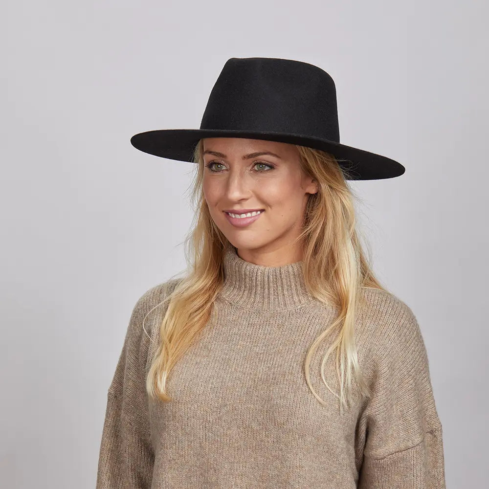 Rancher | Womens Wide Brim Felt Fedora Hat