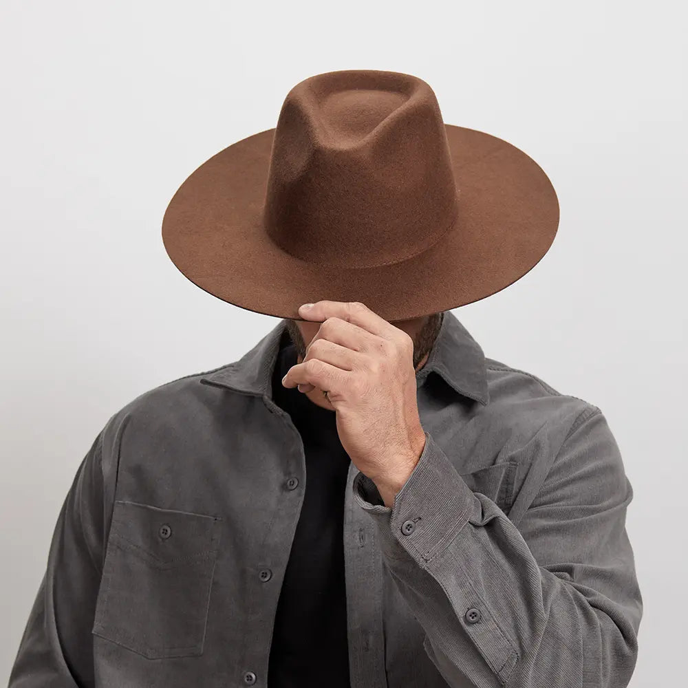 Rancher | Mens Wide Brim Felt Fedora Hat