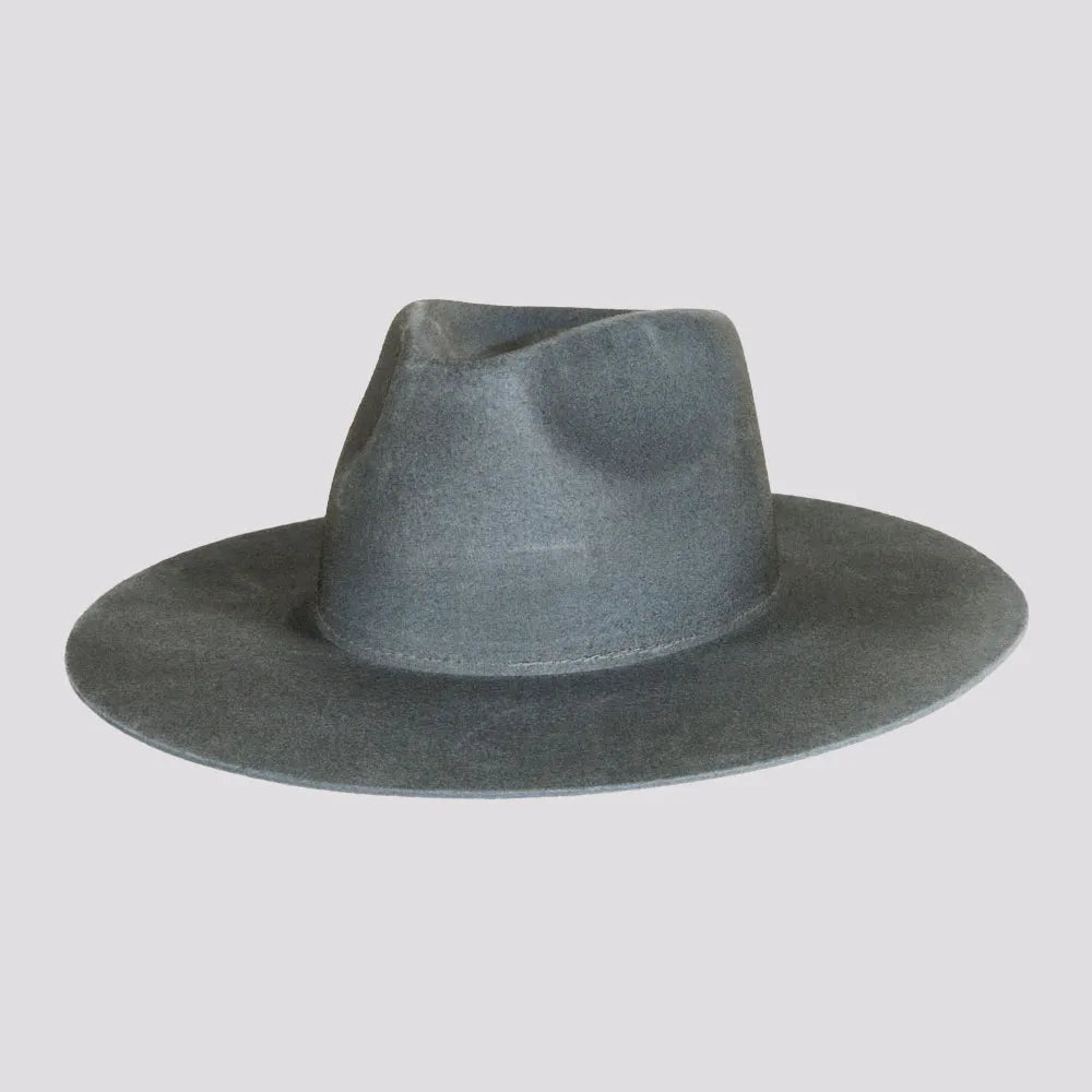 Rancher | Womens Dirty Blue Wide Brim Felt Fedora Hat  display picture 1