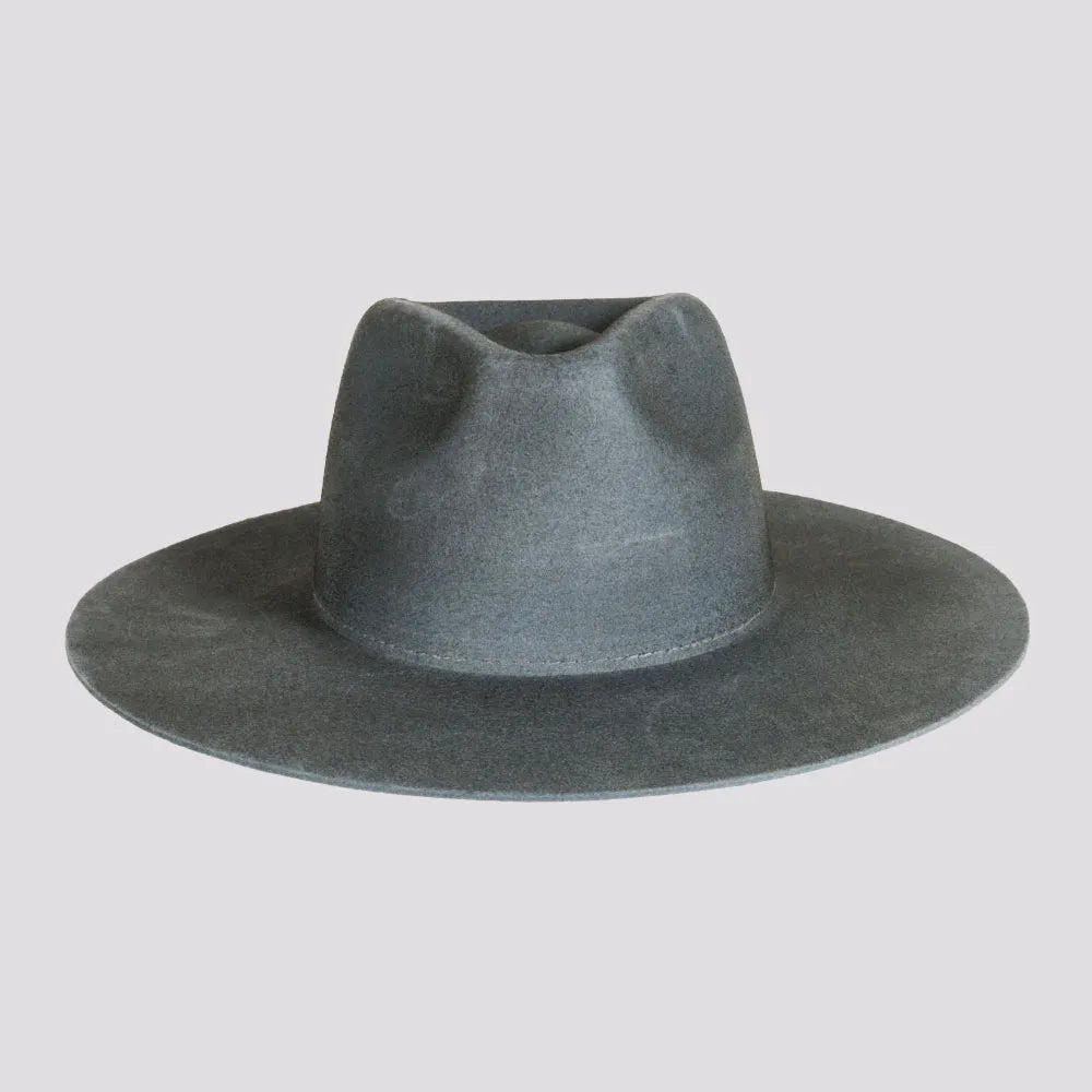 Rancher Dirty Blue Fedora Felt Hat American Hat Makers Front View