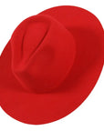 Rancher | Womens Red Wide Brim Felt Fedora Hat
