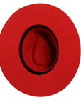 womens rancher red fedora hat bottom view