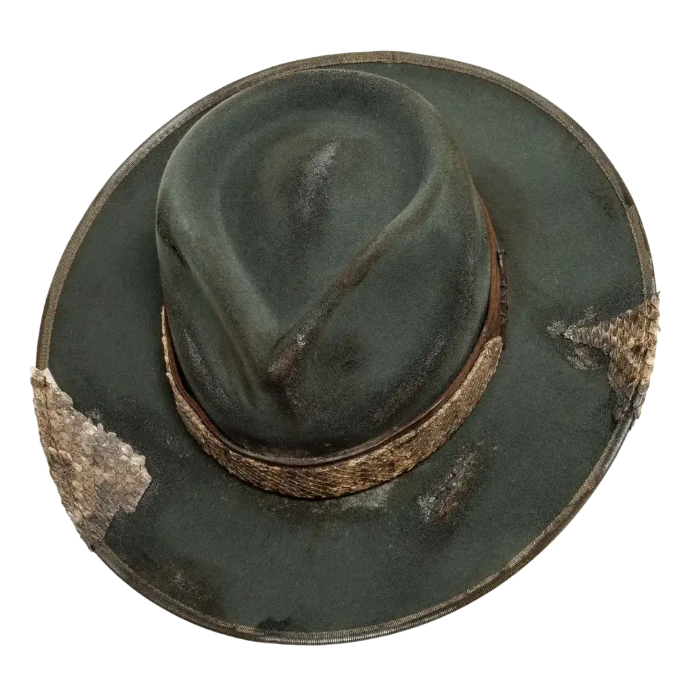 rattler grey fedora hat top view