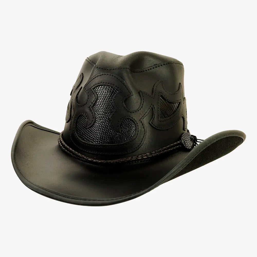 Renegade | Womens Black Pinch Front Curled Western Leather Cowgirl