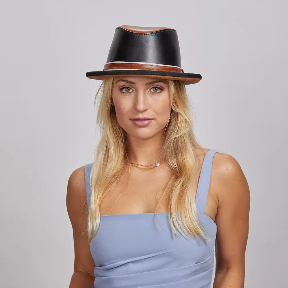 Rocky | Womens Leather Fedora Hat