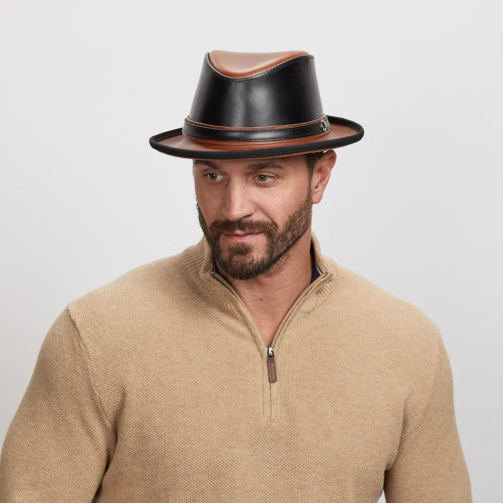 Rocky | Mens Leather Fedora Hat