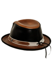 rocky black leather fedora back view