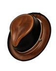 rocky black leather fedora angled right view