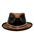 rocky black leather fedora front view