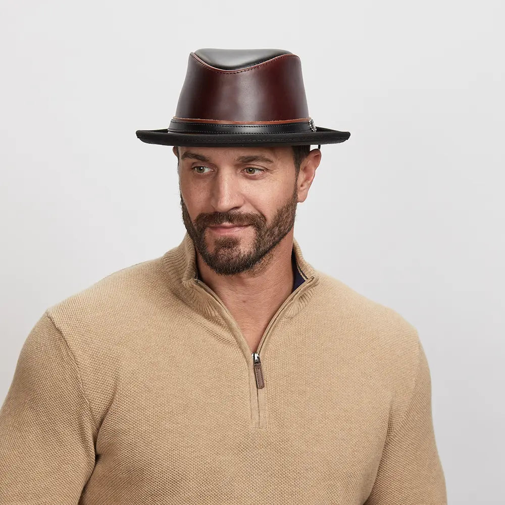 Rocky | Mens Leather Fedora Hat