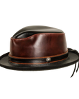 rocky wine leather fedora side view