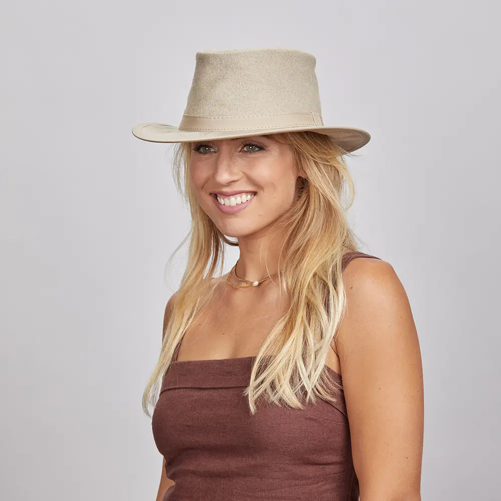 Rogan | Womens Khaki Crushable Hemp Sun Hat