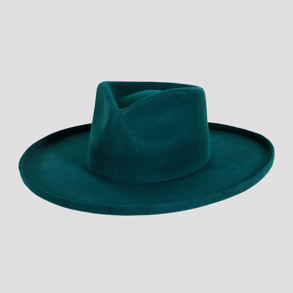 Rustler Mens Wool Felt Teardrop Fedora Hat with Curled Brim
