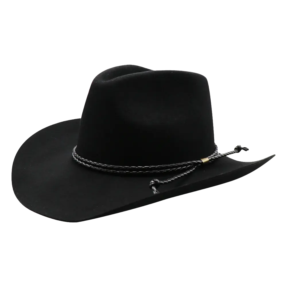 Sequioa Mens Black Felt Cowboy Hat Side Angled View