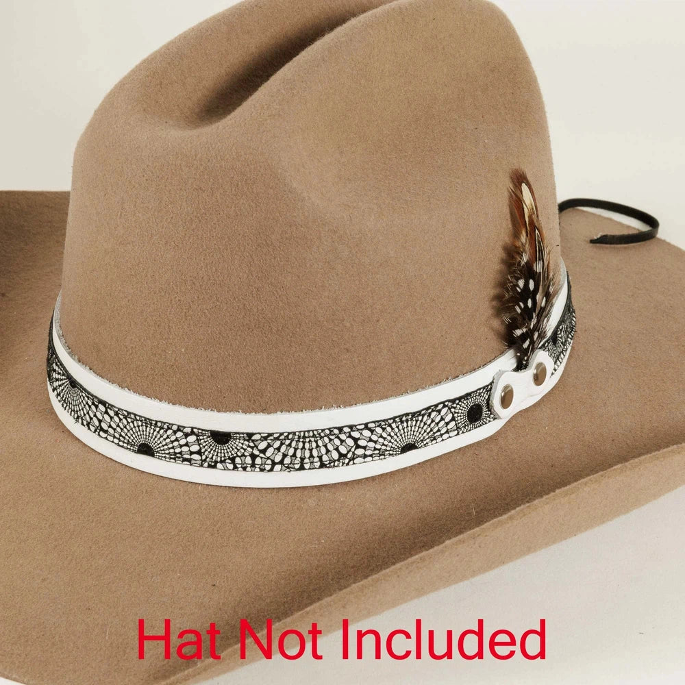 skylark white leather hat band