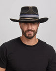 Small Town | Mens Black Wide Brim Felt Fedora Hat