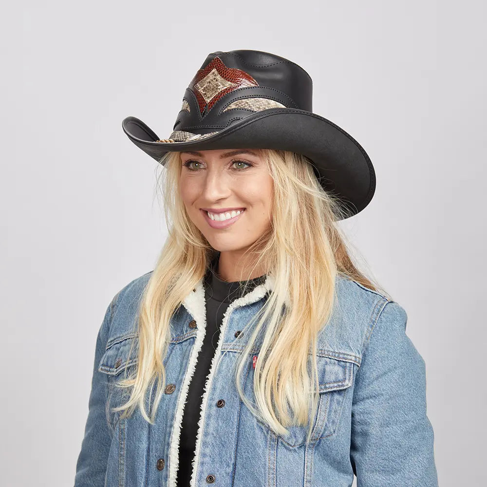 Storm | Womens Leather and Rattlesnake Cowgirl Hat