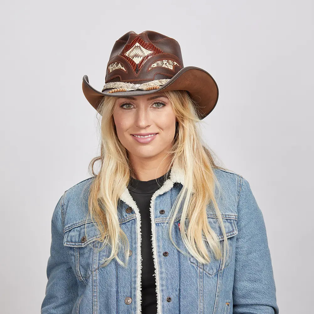 Storm | Womens Leather and Rattlesnake Cowgirl Hat