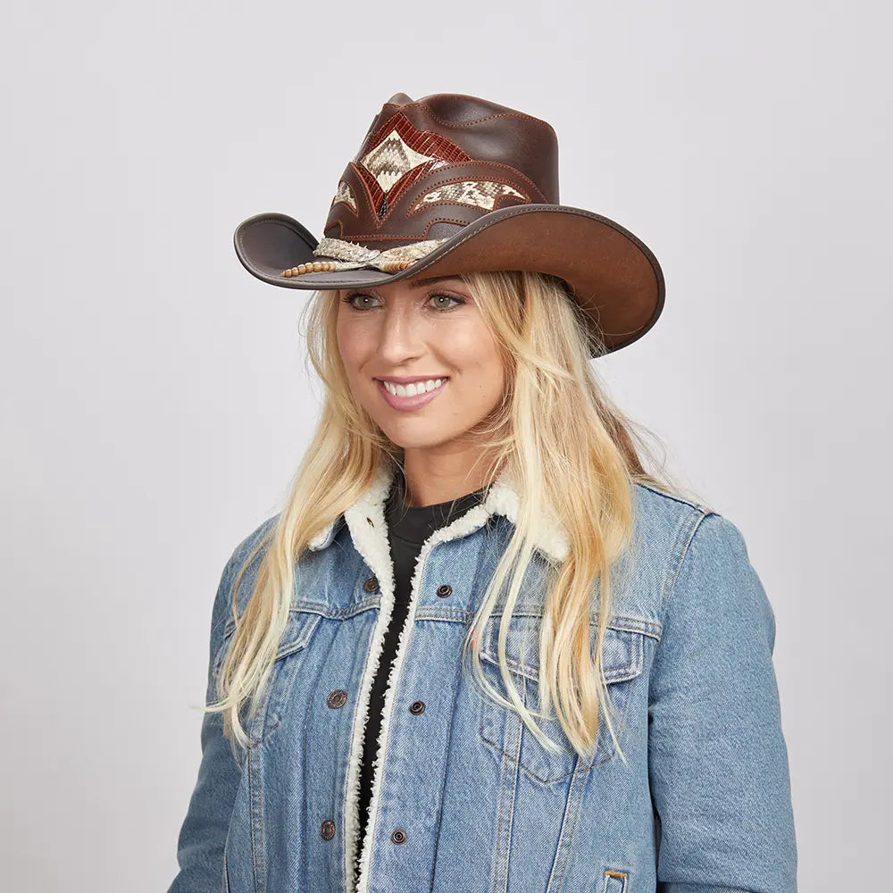 Storm | Womens Leather and Rattlesnake Cowgirl Hat