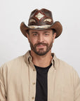 Man with light stubble wearing a Brown Storm Cowboy Hat
