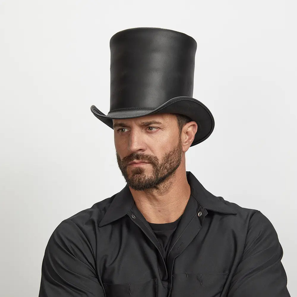 Stovepiper Mens Leather Stovepipe Top Hat American Hat Makers