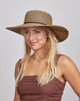Trevi | Womens Wide Brim Straw Sun Hat
