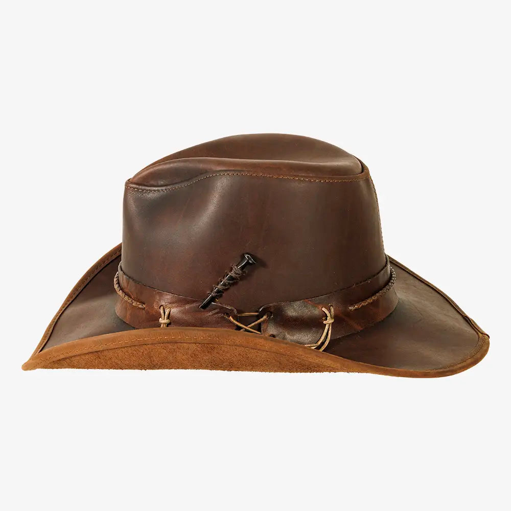 Women’s Brown Western Cowboy Hat with Bull Charm Leather Band Style (Size:S-M) Cowboy Hat w/ bull head skull Vintage Western Shapeable Brim  main image 4