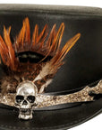 wrath black leather top hat close up view
