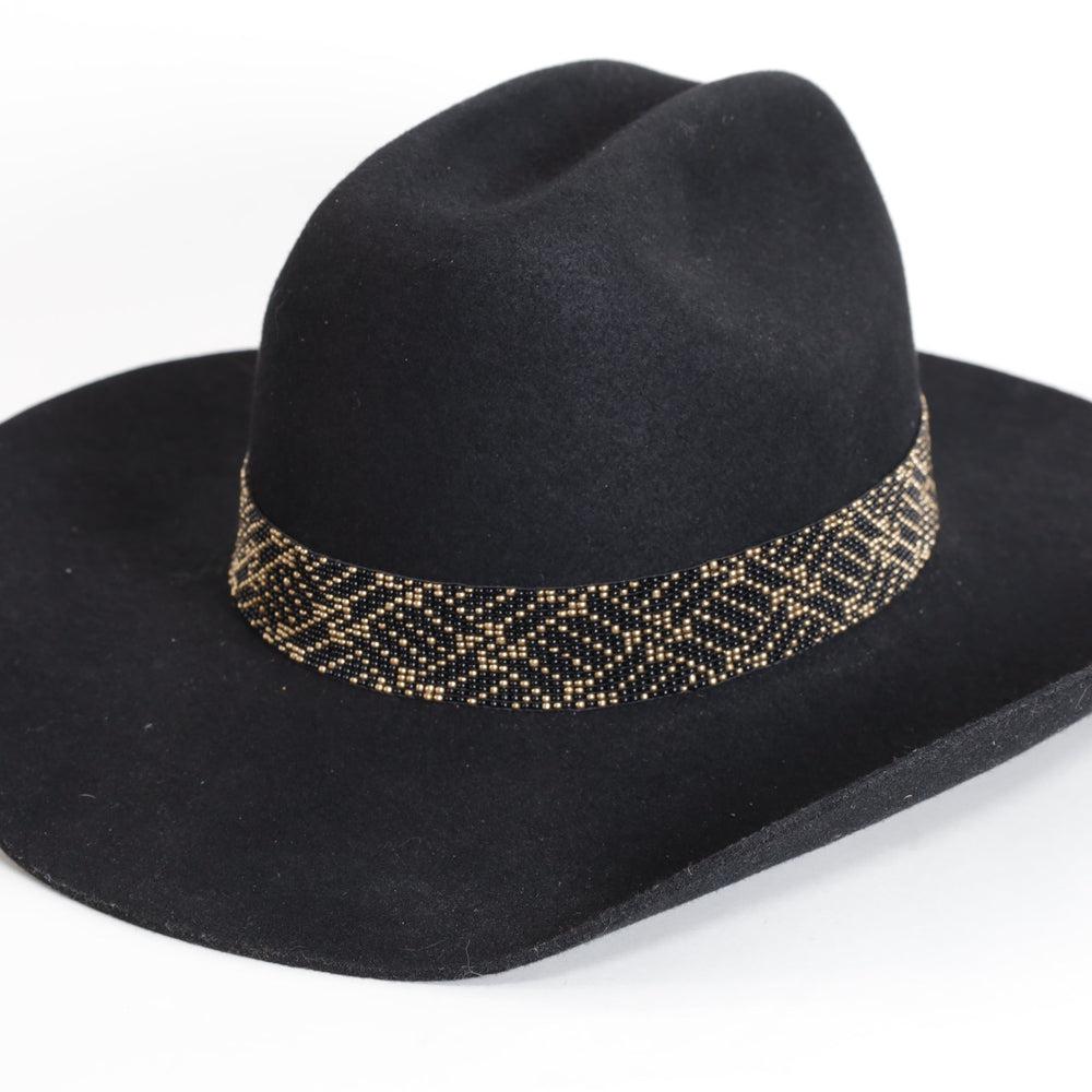 ARIA HATS DESIGNED IN GREECE Black Western Style Hat with Beaded Band Aria Customized Panama Style Cowboy Hat Black Band Size 60cm  main image 4