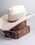 Austin Cream Straw Cowboy Hat by American Hat Makers angled view