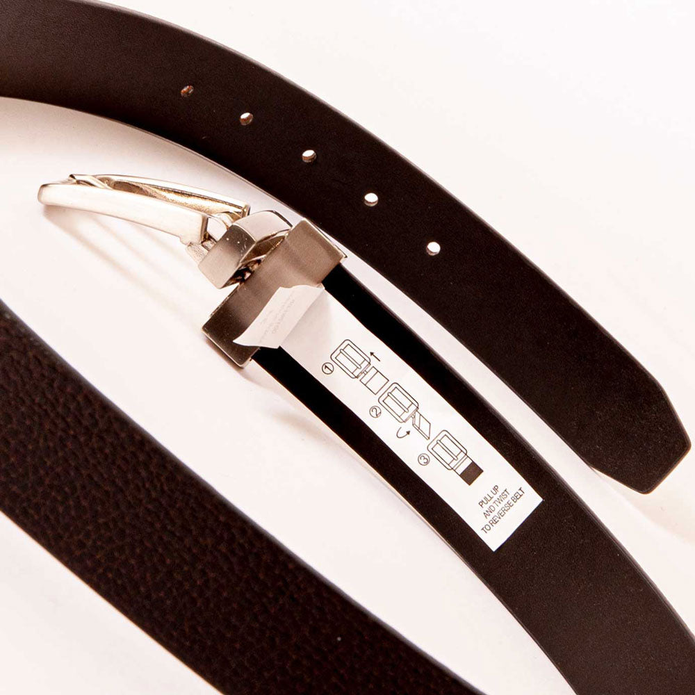 black reversible belt by american hat makers angled view