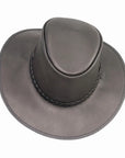 Crusher | Mens Black Crushable Leather Outback Hat
