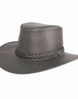 Crusher | Mens Black Crushable Leather Outback Hat