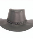 Crusher | Mens Black Crushable Leather Outback Hat