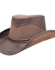 Durango Chocolate Leather Mesh Cowboy Hat by American Hat Makers angled view