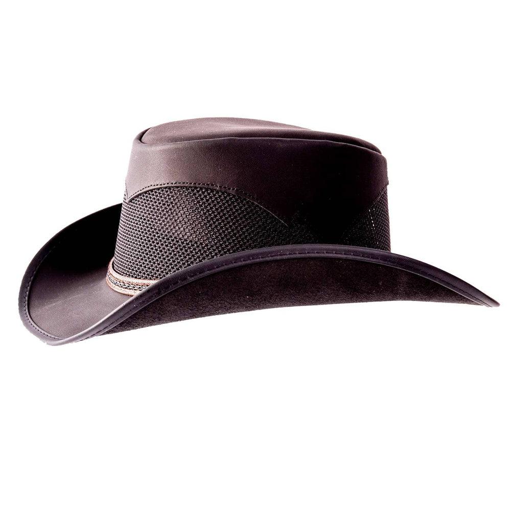 Durango Black Leather Mesh Cowboy Hat by American Hat Makers side view