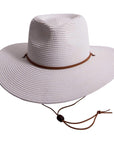 Felix white straw sun hat with chinstrap by American Hat Makers front view