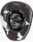 A bottom view of a Pinto Black leather cowboy hat