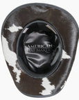A bottom view of a Pinto Black leather cowboy hat