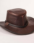 Roughneck Chocolate Buffalo Leather Hat by American Hat Makers back view