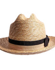 A side view of Sawyer brown straw sun hat