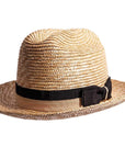 A right side view of Sawyer brown straw sun hat