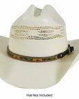stitch sunflower brown hatband on a cream hat by american hat makers