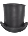 Unbanded Stove Piper Black Finished Top Hat by American Hat Makers front view
