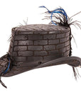 Side view of a Dragon of Darkness Leather Top Hat 