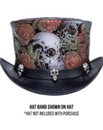 3 Skull Black Leather Hat Band by American Hat Makers
