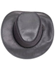 A top view of a Breeze Midnight Leather Mesh Sun Hat
