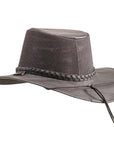 A right view of a Breeze Midnight Leather Mesh Sun Hat 