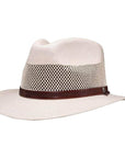 A side view of Milan Cream Straw Fedora Hat