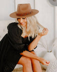 Aspen Brown Wide Brim Felt Fedora by American Hat Makers